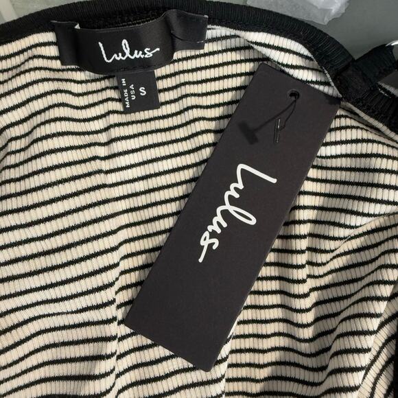 Lulus Trendy Match White Striped Ribbed Two-Piece Midi Dress, S - Picture 4 of 5